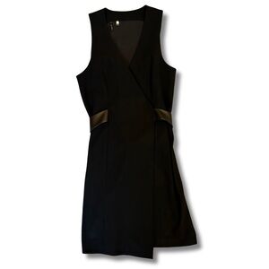 4C Black Wrap Dress with Faux Leather Belt